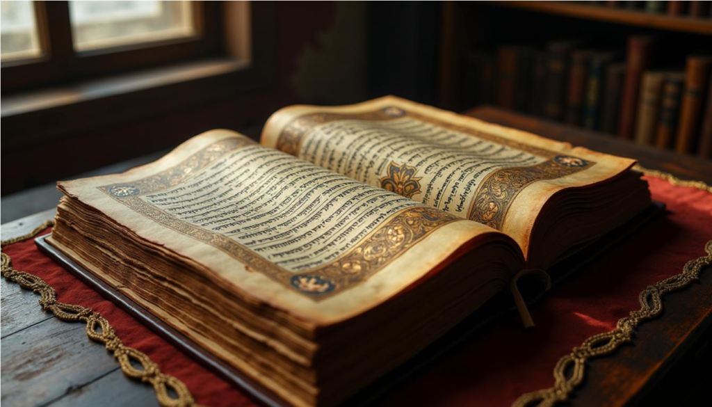 Antiguo manuscrito iluminado escrito en judeoespañol o ladino.