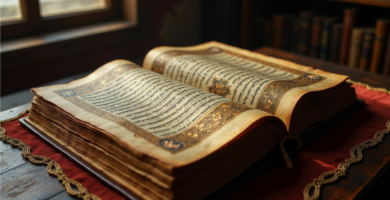 Antiguo manuscrito iluminado escrito en judeoespañol o ladino.